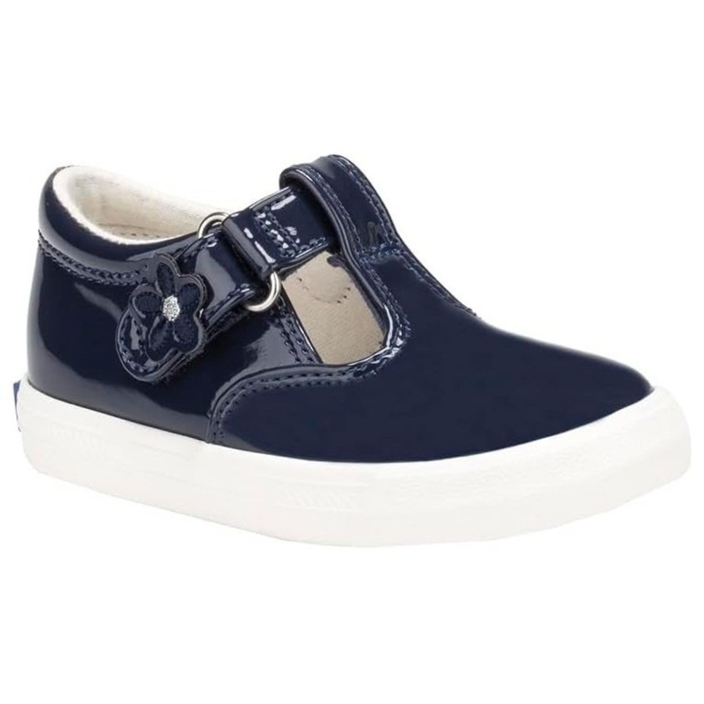 Keds Girls Size 4.5W Daphne T Strap Mary Jane Flat Sneakers Navy Patent KL163820
